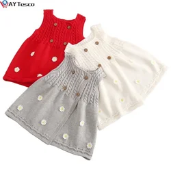 Meninas crianças algodão de malha colete cardigan longo blusas vestido primavera outono quente macio bebê recém nascido infantil camisola vestido