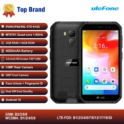 Ulefone Power X7 IP68/IP69K прочный мобильный телефон 5 дюймAndroid 10 MTK6761VWE 4 ядра 2 ГБ + 16 Гб Face ID 4000 мА/ч, 4G Смартфон NFC