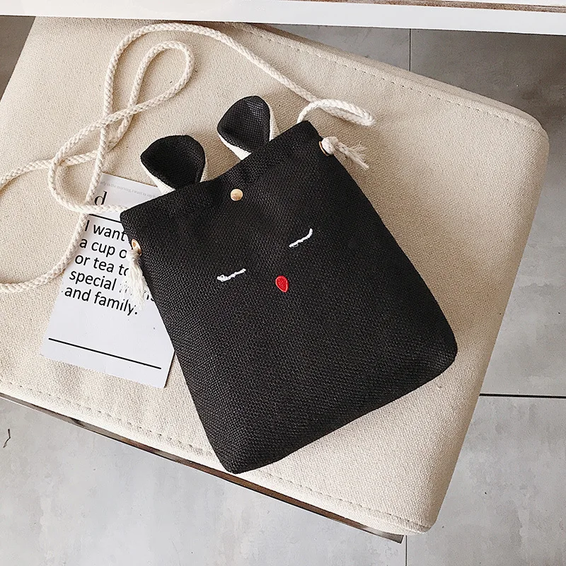 

Creative Small Bag 2017 New Style Korean-style Rabbit Phone Bag Environmentally Friendly Fabric Linen Solid Color Shoulder Bag