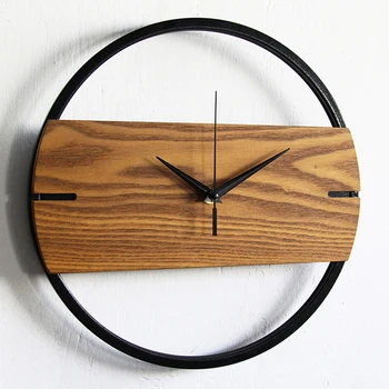 

Solid Wood Wall Clock Modern Design Nordic Style Iron Art for Living Room 3D Decoration Metal Clocks Wall Watch Home Decor 12"