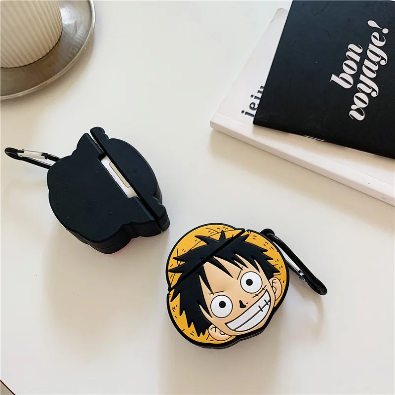 Чехол для наушников с Bluetooth для Airpods, милый защитный чехол для Airpods 2, аксессуары с брелком, 3D дизайн, одна деталь, Luffy Zoro - Цвет: Luffy 2