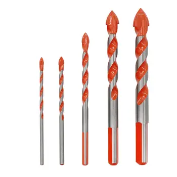 

5pcs 4-10mm/6-12mm Tile Glass Brick Wall Wood Hole Opener Multi-purpose Carbide Material Red Triangle Handle Wall Drill