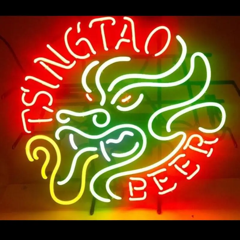 Personalizzato Tsingtao Dragon Beer Glass Neon Light Sign Beer Bar