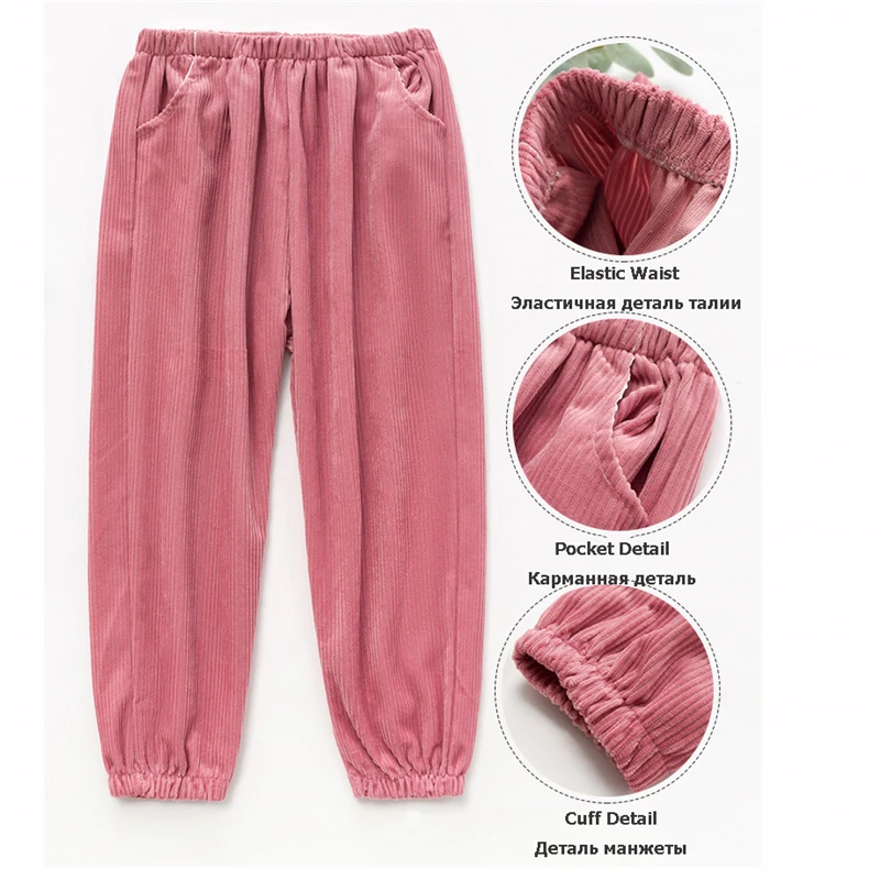 Детские штаны осень-зима г. Модные вельветовые детские длинные брюки однотонные штаны для мальчиков и девочек, штаны для бега, леггинсы для малышей, одежда
