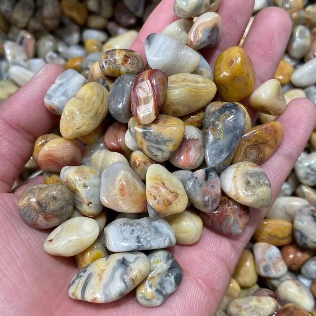 Natural crazy agate quartz crystal stone rolling bulk stone DIY decoration 5