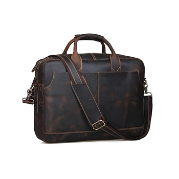 

MAHEU Men Real Genuine Leather Briefcases 15 Inch Laptop Casual Handbag Large Capacity Cowhide Shoulder Bag Vintage men bags