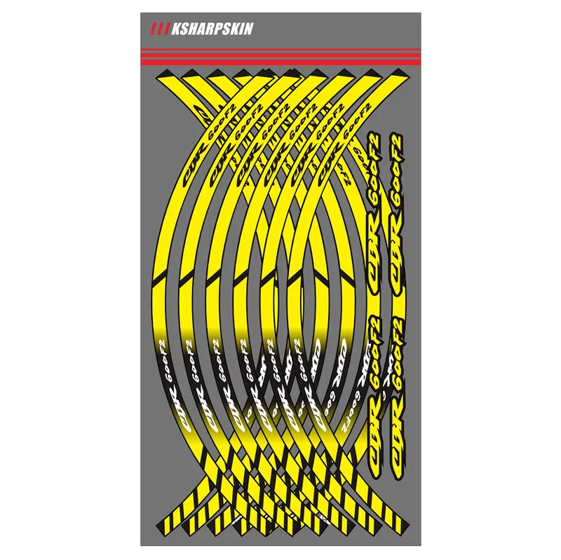 Высокое качество мотоцикл 12 Полосы колеса шины наклейки полосы внешний обод Светоотражающие украшение Наклейки для HONDA CBR600F2 cbr 600 f2 - Color: 4