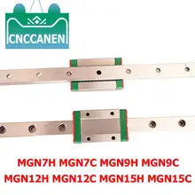 Cnc Запчасти MGN7 MGN12 MGN15 MGN9 100 150 200 250 300 350-550 мм миниатюрная линейная рельсовая направляющая 2pcMGN9 линейные направляющие+ 2pcMGN9H каретки