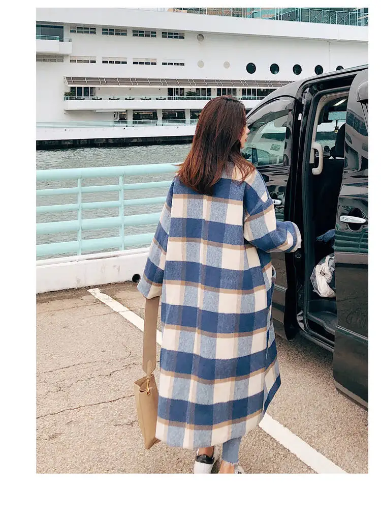 Heydress, зимнее женское плотное теплое шерстяное пальто в клетку, Женское пальто с отложным воротником и карманами, Женская двубортная верхняя одежда