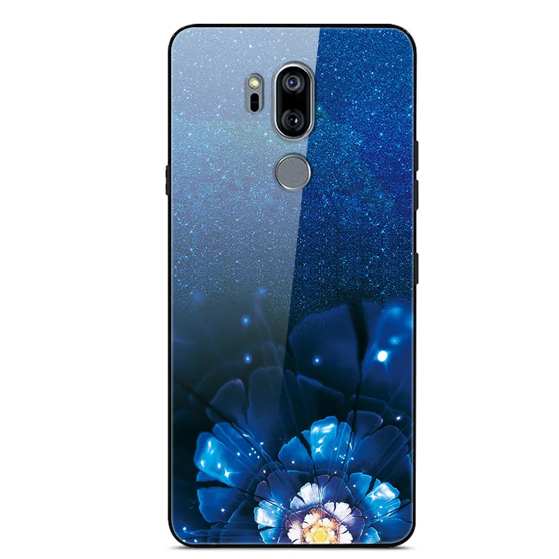 Закаленное стекло задняя крышка для LG G7 ThinQ чехол для телефона Роскошный милый силиконовый окрашенный чехол для LG G7 ThinQ G710 защитный чехол - Цвет: as picture