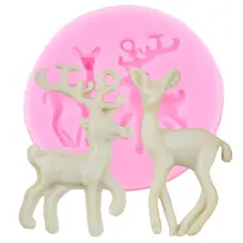 Cervos bonitos de Natal Moldes de Silicone de Decoração Do Bolo Ferramentas Fondant Animais Argila Do Polímero Doces de Chocolate Do Molde Moldes Gumpaste