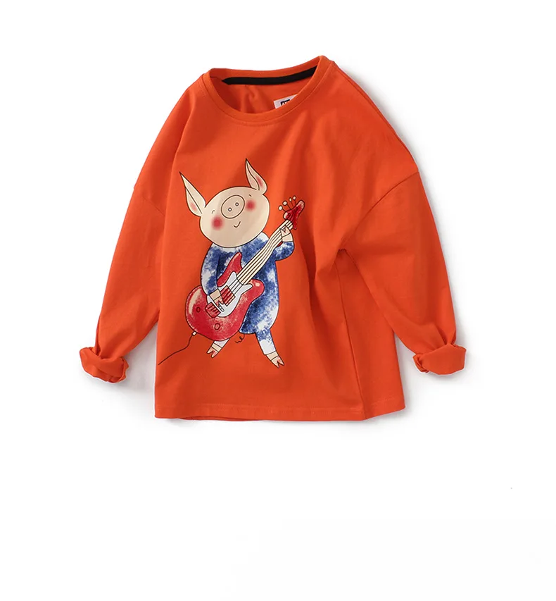 Girl Tshirt Children New Autumn Tee Shirt Clothing Contrast Color Girls Long Sleeve T-shirt Cotton Cartoon Kids Tops