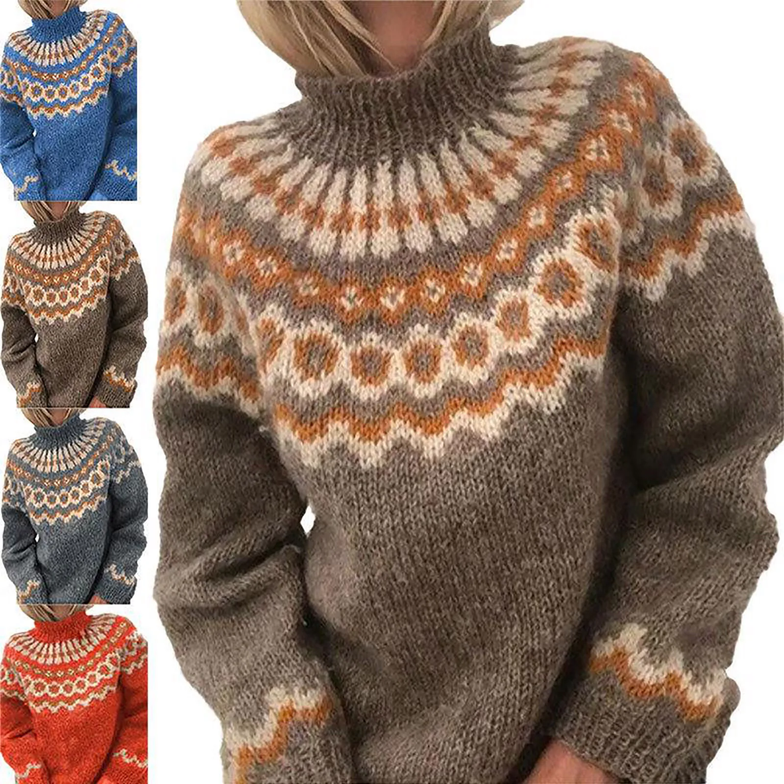 Turtleneck Women Sweater Jumpers Loose Autumn Long Sleeve Knitted Women Pullover Sweaters Casual 1983 Middle Ages Winter Sweater 1