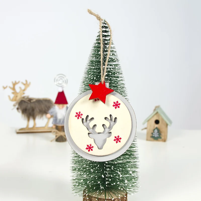 

Party Supplies Round Wooden Christmas Pendants Hanging Tags Drop Ornaments Xmas Tree Holiday Decorations Y