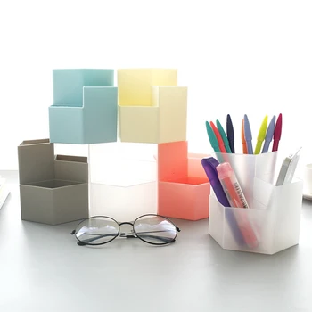 

Multi-function Table Organizer Hexagon Desktop Storage Box Makeup Cosmetic Holder Office Desk Table Pen Pencil Storage Box Case