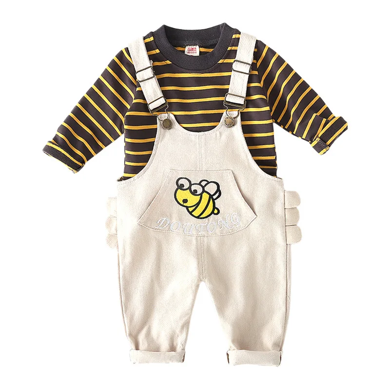 New Spring Autumn Baby Boys Girls Clothes Children T Shirt Cartoon Overalls 2 Piece Set Toddler Fashion Clothing Kids Tracksuits | Детская