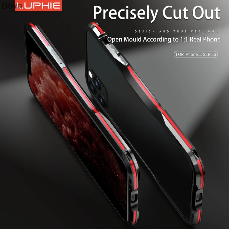 Чехол для iPhone 11 Pro Max, роскошное лезвие, стильный трендовый модный алюминиевый бампер для iPhone11 Pro Max+ 2 пленки(1 передняя+ 1 задняя