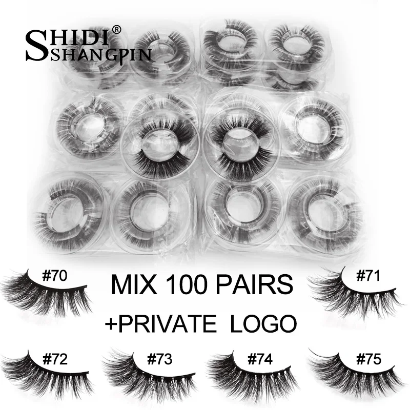 MIX100PAIR WITH LOGO 3d ресницы серо-коричневого цвета 20 Вт, 30 Вт, 40/50/100 пар пушистые накладные ресницы натуральные длинные макияж объем ресниц оптом - Color: MIX100PAIR WITH LOGO