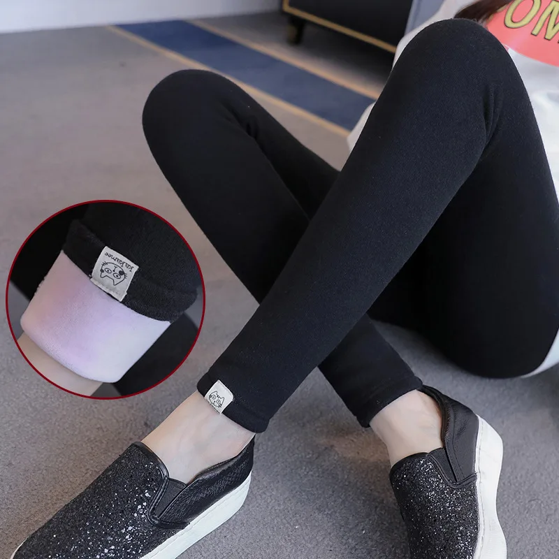 Autumn Winter Pregnant Thick Cashmere Legging Spliced Cat Elastic Black Gray Warm Pant Slim Blended Cotton Pants For Maternity