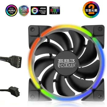 

Pccooler 120mm Double HALO 3PIN RGB 4PIN PWM Quiet Fan For Computer Case Cooling CPU cooler Water cooling Replace Fan