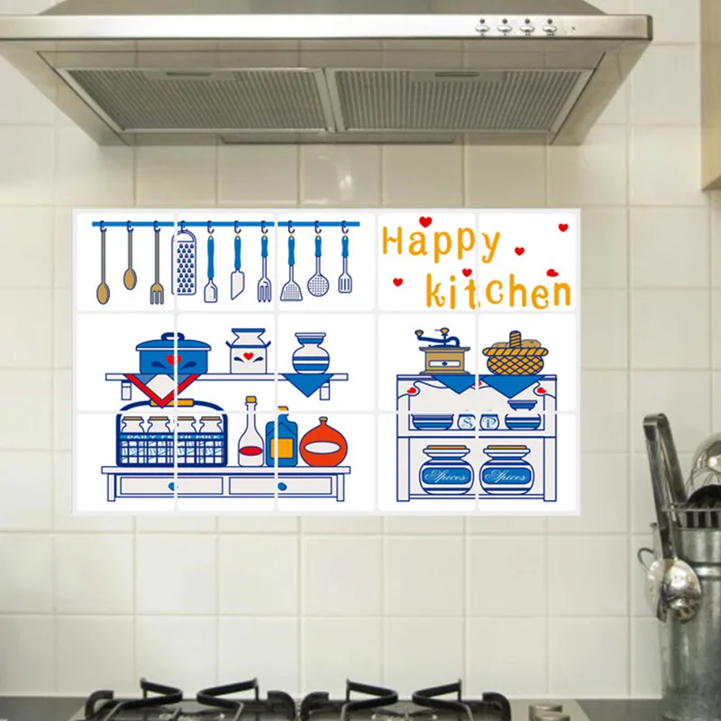 

Newest Kitchen Oil Proof Waterproof Wall Sticker High Temperature Resistant Wallpaper Home Decor