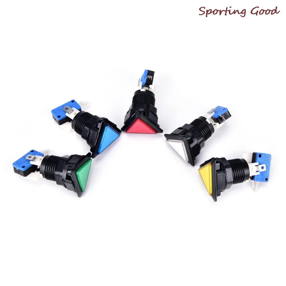 1PCS New 12v Triangle LED Arcade Push Button With Microswitch Black Circle Illuminated 5 Colors