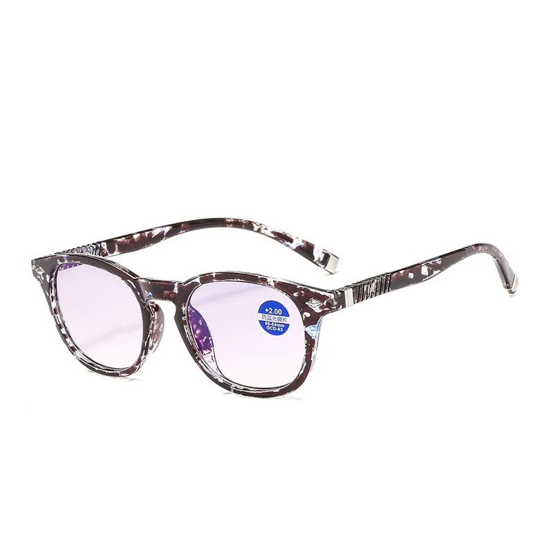 YOK'S Multifocal Anti-blue Light Reading Glasses Round Bifocal Hyperopia Computer Eyewear Diopter+1.0 To+4.0 For Sight UN1385 - Цвет оправы: C2 Flower Round