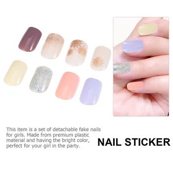 

60Pcs Fake Nails Patches Nail Pieces Handy Fake Chic Nail Art Decals False Nail Stickers Tips Nail Accessories for Women Lady