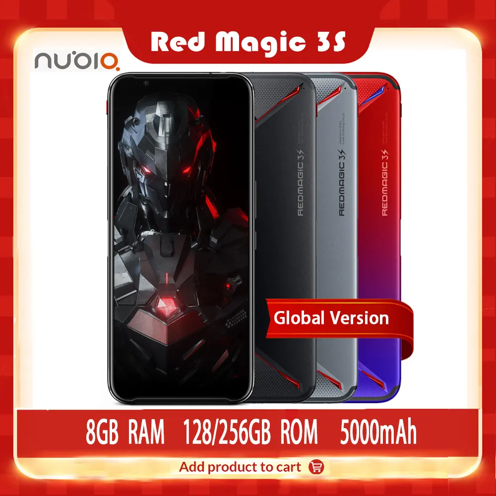 Глобальная версия Оригинальный игровой телефон ZTE Nubia Red Magic 3 S 128G 8G 6 65 &quot 90 Гц