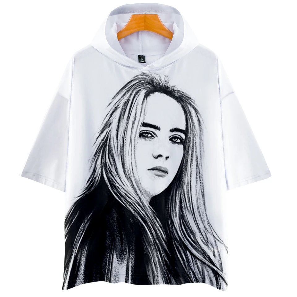 Billie Eilish za 3D толстовки новые с коротким рукавом модные лето/весна футболка классная и дышащая футболка с коротким рукавом
