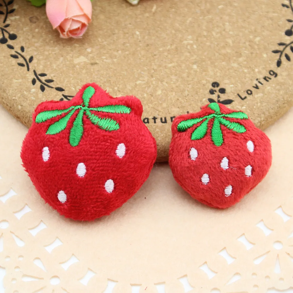 

10PCS/Lot Plush Big strawberry cotton doll Patches Applique Crafts for Children garment Accessories and bag Accesssories