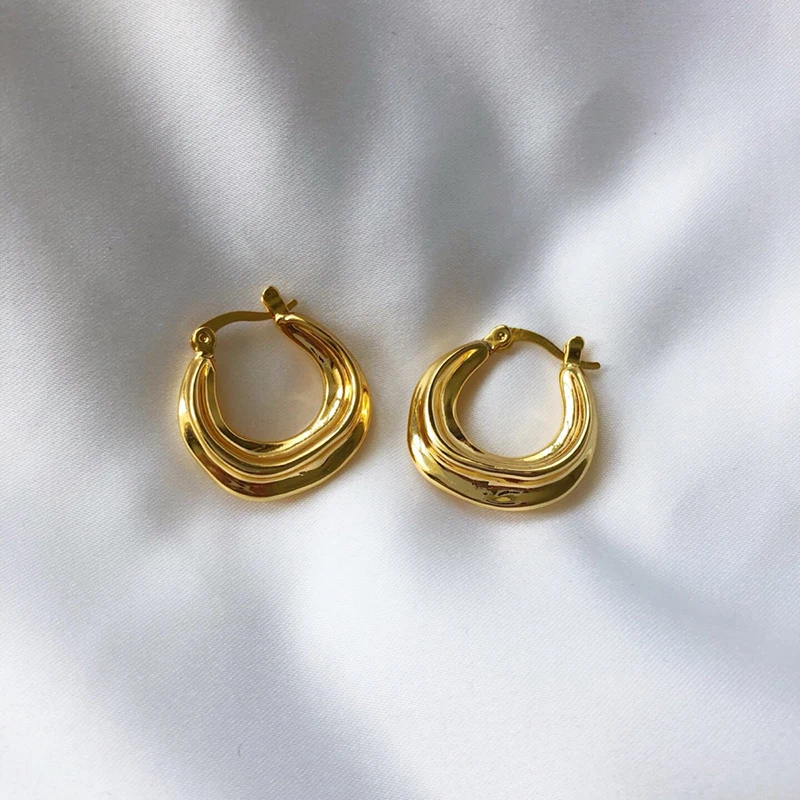 Gold Peri'sBox толстые звенья u-образные геометрические серьги латунные золотые Висячие серьги для женщин шикарные стильные серьги знаменитостей ювелирные изделия - Окраска металла: Gold