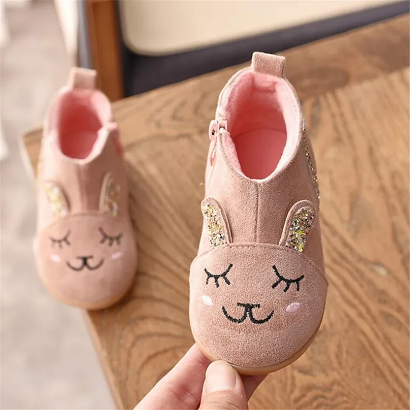 

2019 girls snow boots children's short boots cartoon girls cotton boots plus velvet baby boots winter new children's shoes