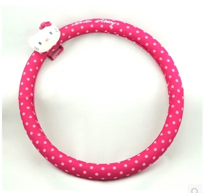 Автомобильные аксессуары мультфильм розовый hello kitty Руль крышка натуральный каучук здоровый дышащий Универсальный 38 см