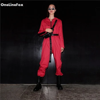 

OneLineFox Streetwear Casual Women Cargo Pants Patchwork High Waist Long Trousers 2018 Autumn Solid Loose Bib Capri Harem Pants