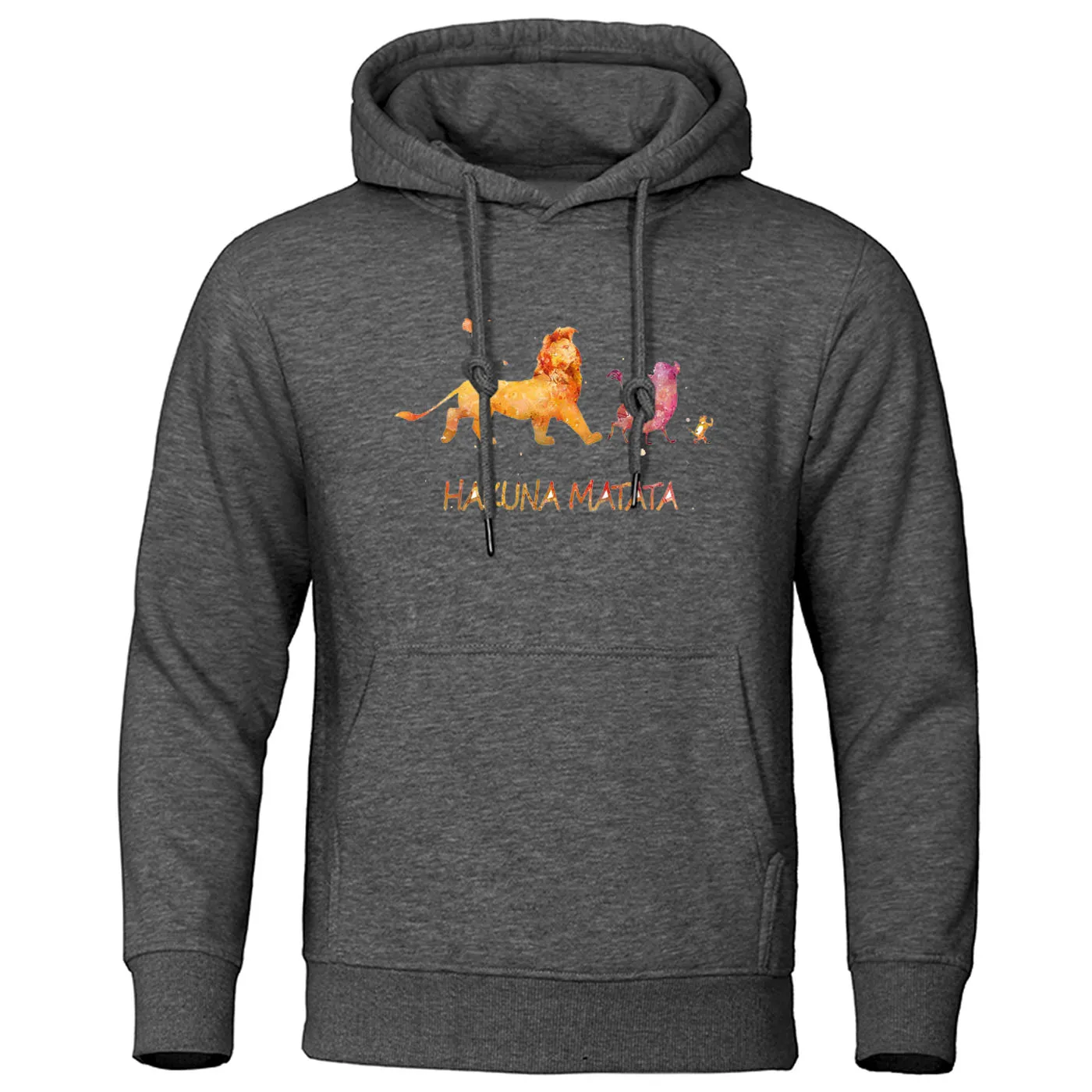 HAKUNA MATATA, мужские толстовки,, Осень-зима, пуловер, с рисунком короля льва, с рисунком, Повседневная Толстовка, homme, уличная одежда, мужская толстовка с капюшоном
