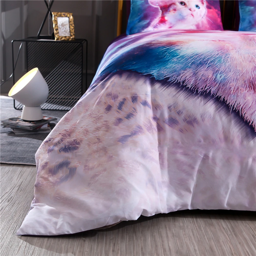 Детская постельное белье с героями мультфильмов, 3D цифровая печать, животные, украшение кровати, пододеяльник, набор, космическое одеяло