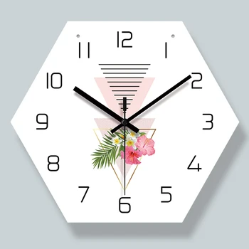 

Blossom Hexagon Acrylic Creative Flower Wall Clock Girl Living Room Wall Clocks Home Decoration Modern Hanging Clocks