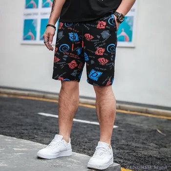 

Trendy fat men's casual shorts plus fat XL casual breathable beach five-point pants elastic quick-drying pants 130 kg