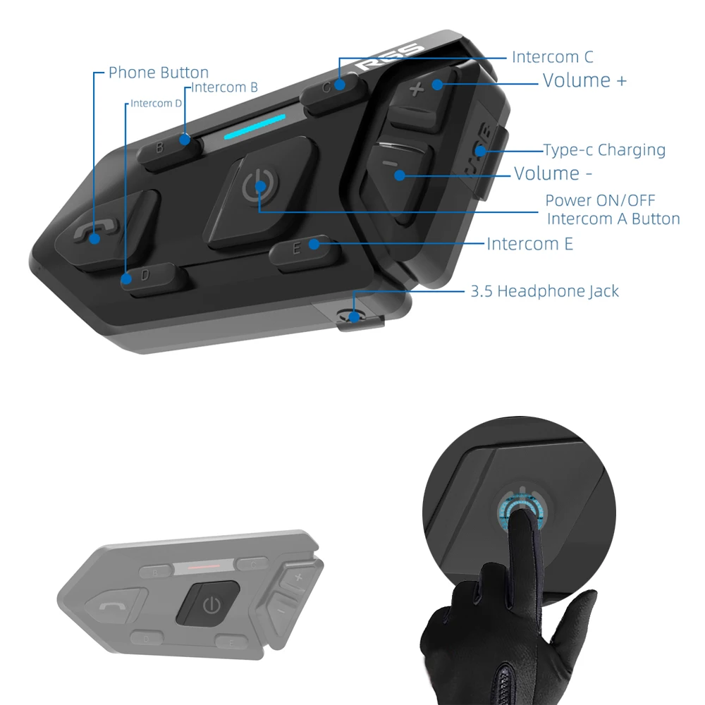 WAYXIN 1200M 6 Rider R6s casco cuffia interfono moto interfono Bluetooth  versione 5.0 Interphone compatibile impermeabile|Helmet Headsets| -  AliExpress