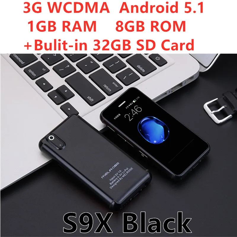 Карманный смартфон Melrose S9 S9P S9X S9+ ультра тонкий мини мобильный телефон четырехъядерный 1 ГБ 8 ГБ разблокировка мобильных телефонов Play Store PK XS - Цвет: S9X Black In 32G