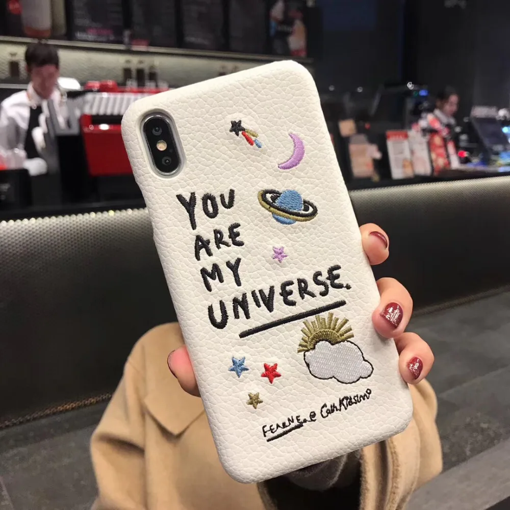 Роскошный чехол с 3D вышивкой Cortex Planet для iphone 11 pro 7 8 plus X XR XS Max, Забавный Модный чехол с надписью you are my universe