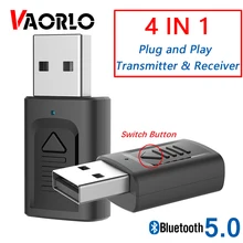 Новейший 4 в 1 USB Bluetooth Трансмиттер и USB Bluetooth аудио приемник 3,5 мм Aux стерео 5,0 беспроводной адаптер для ПК ТВ автомобильный комплект