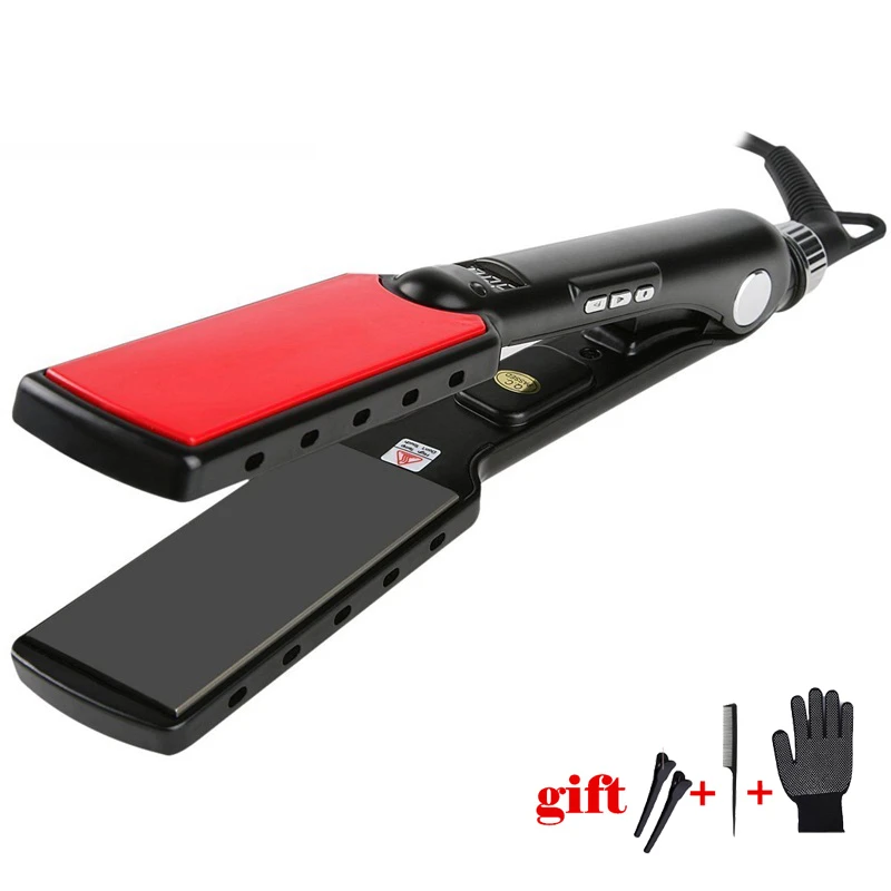 プロストレートヘアアイロン高温ワイドプレートケラチン矯正アイアンスタイリングツールチタンフラットアイアンled Dis Straightening Irons Aliexpress