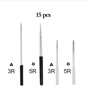 

15 pcs Microblading Round shape Needles Laminas Tebori 3R 5R LINER Eyebrow Tattoo Needles Manual Fog Needle lamina Blade Agulhas