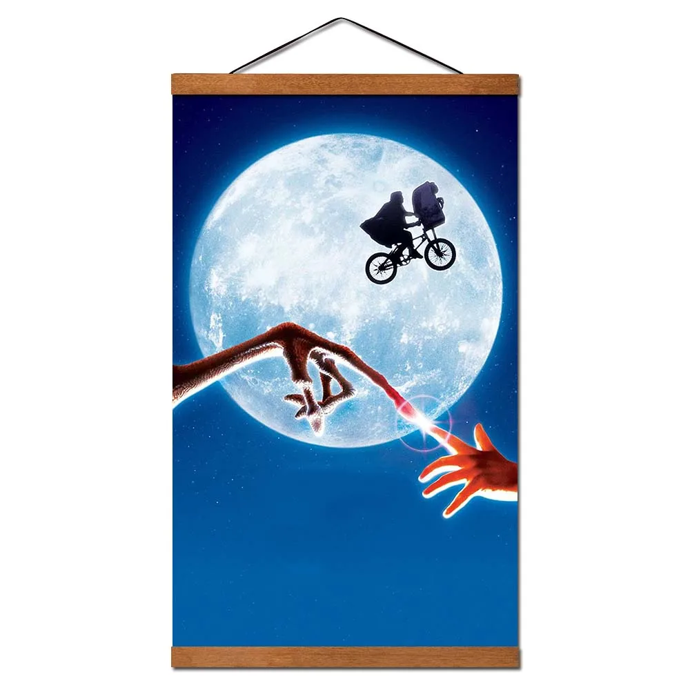 E.T. С рисунком внеземных обитателей фильм Плакаты Wall Art прокрутки холст Картины с
