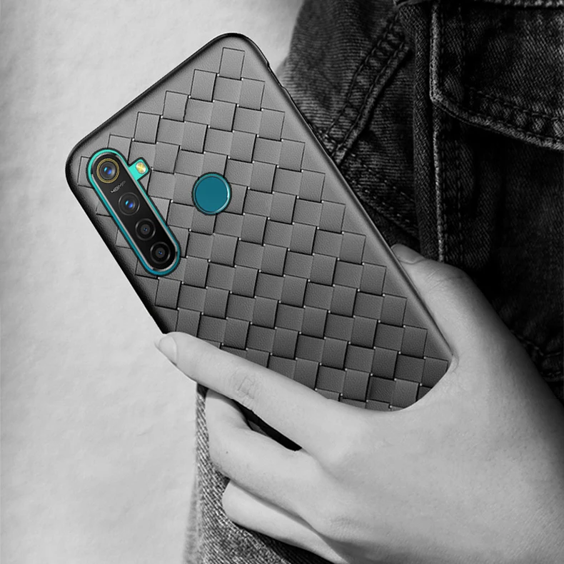 

For OPPO Realme 5i Case Luxury BV Grid Weaving Slim soft Protect back cover case for Realme 5i realme5i full cover phone shell