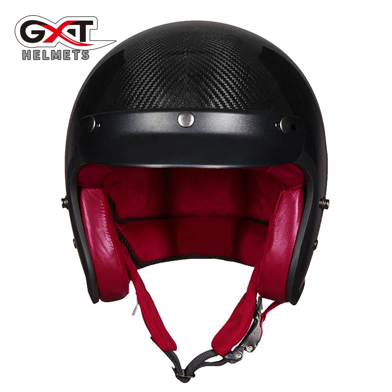GXT motorcycle helmet carbon fiber helmet men and women half helmet summer half covered locomotive helmet retro helmet