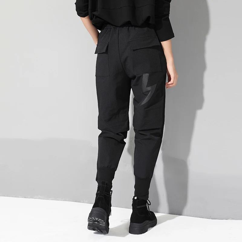 GALCAUR шаровары с лоскутками для женщин шнуровка с высокой талией карман полная длина женские брюки осень плюс размер мода новинка 2019