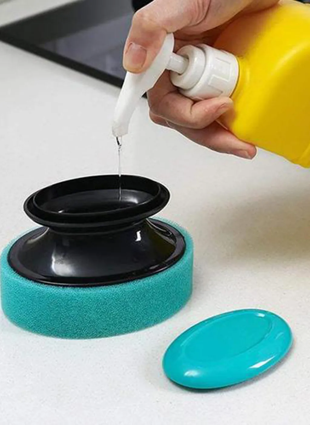 Губка для чистящей щетки с заправкой жидкого средства для обеззараживания губка щетка диспенсер для мытья посуды бытовой инструмент для мытья